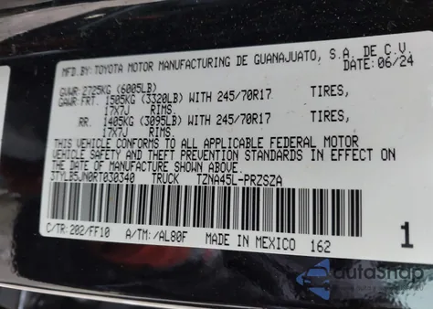 2024 Toyota Tacoma Double Cab from USA, damaged, VIN 3TYLB5JN0RT030340